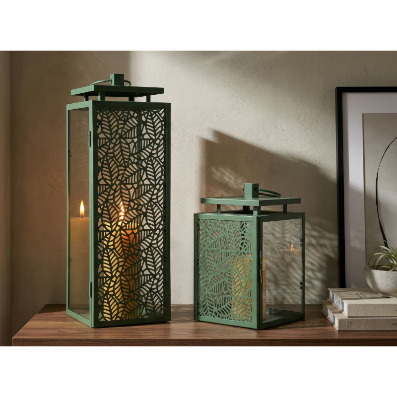 LANTERNE HALL COPPIA CM 15X14,5X41,5-15X14,5X24 (VETRO TEMPERATO) 
