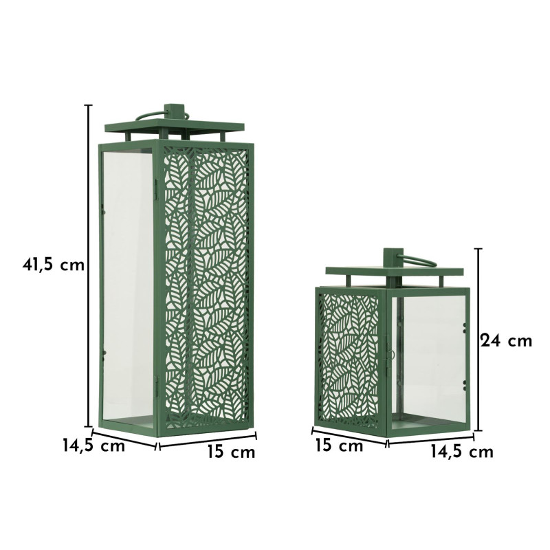 LANTERNE HALL COPPIA CM 15X14,5X41,5-15X14,5X24 (VETRO TEMPERATO) 
