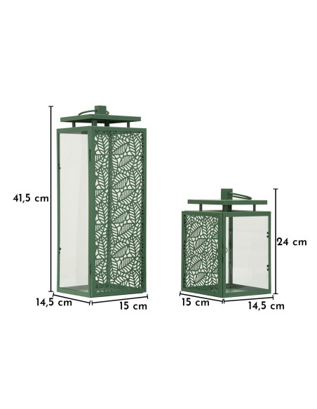 LANTERNE HALL COPPIA CM 15X14,5X41,5-15X14,5X24 (VETRO TEMPERATO) 