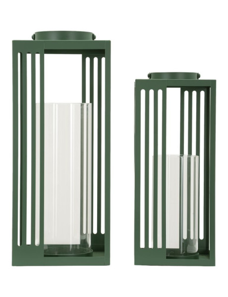 LANTERNE LINEE COPPIA CM 18,3X18,3X43,5-15X15X36,5 (VETRO TEMPERATO) 