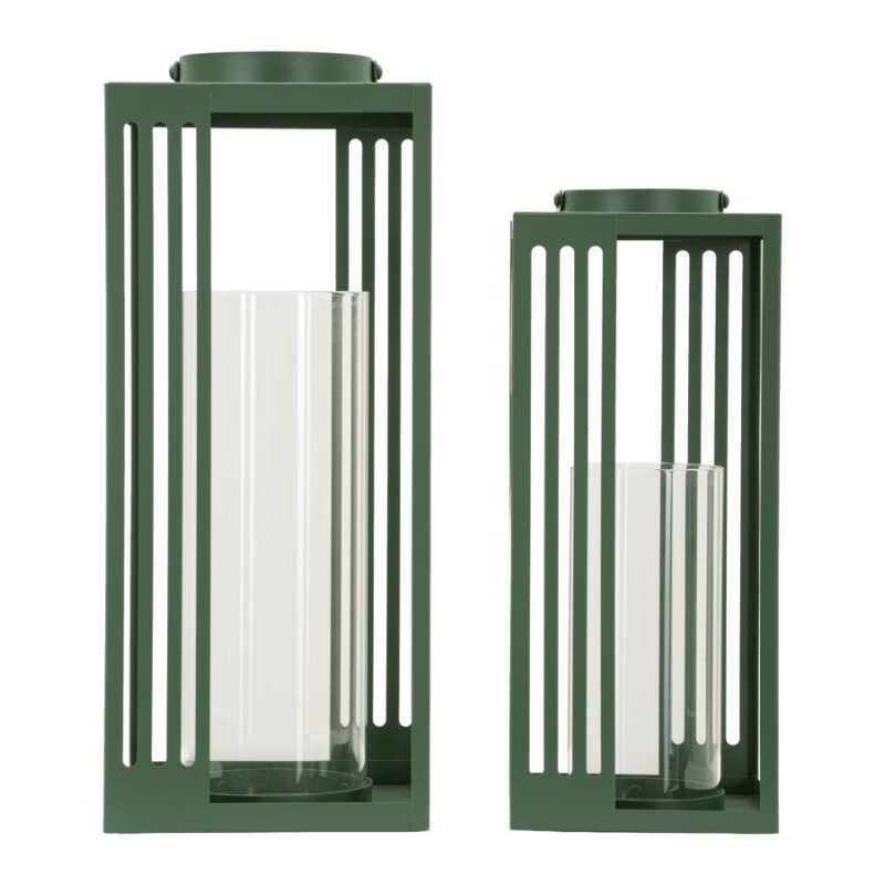 LANTERNE LINEE COPPIA CM 18,3X18,3X43,5-15X15X36,5 (VETRO TEMPERATO) 