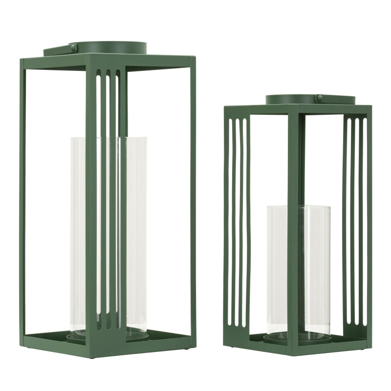 LANTERNE LINEE COPPIA CM 18,3X18,3X43,5-15X15X36,5 (VETRO TEMPERATO) 