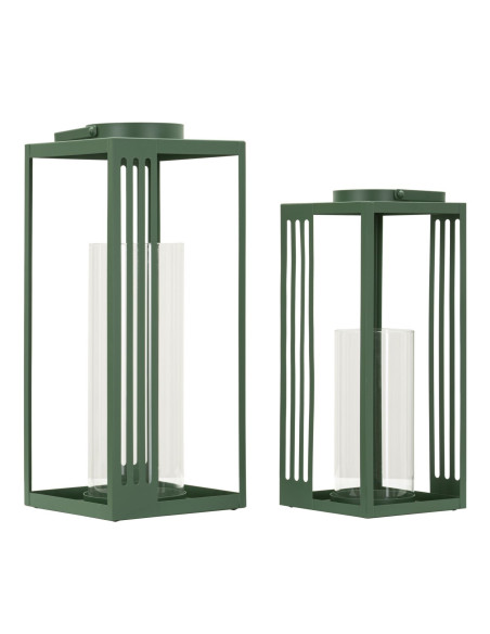 LANTERNE LINEE COPPIA CM 18,3X18,3X43,5-15X15X36,5 (VETRO TEMPERATO) 