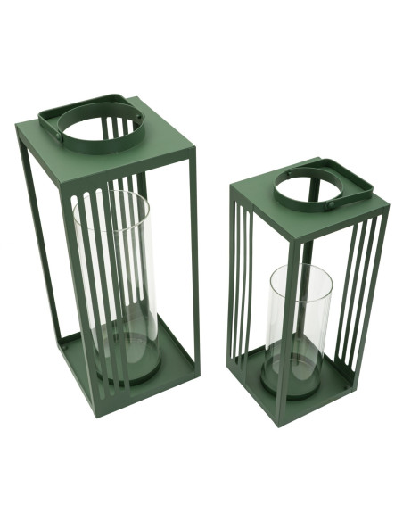 LANTERNE LINEE COPPIA CM 18,3X18,3X43,5-15X15X36,5 (VETRO TEMPERATO) 