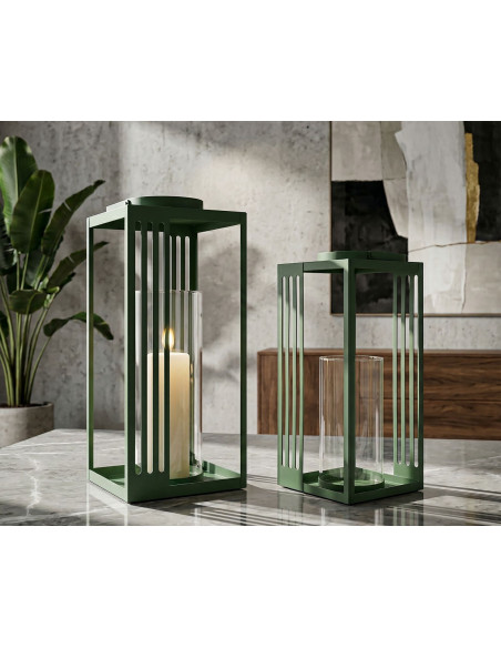 LANTERNE LINEE COPPIA CM 18,3X18,3X43,5-15X15X36,5 (VETRO TEMPERATO) 