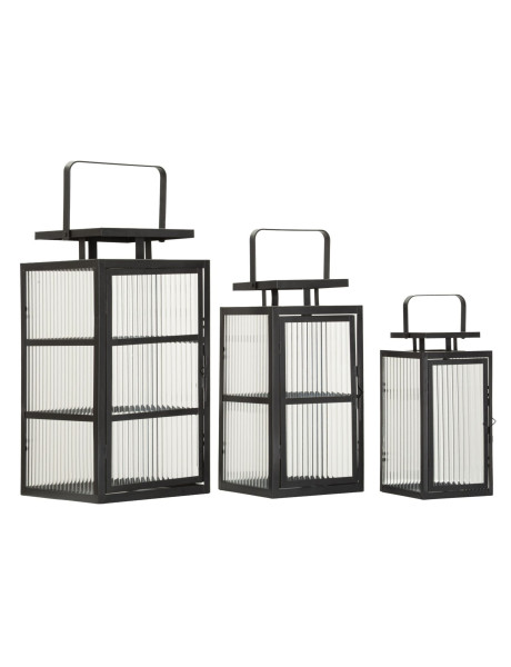 LANTERNE ANDROMEDA TRIS CM 25,5X25X50-X20,5X20X40-15,3X15X29,5 (VETRO TEMPERATO) 