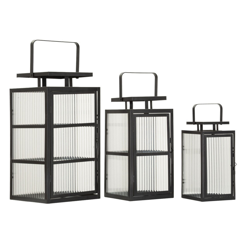 LANTERNE ANDROMEDA TRIS CM 25,5X25X50-X20,5X20X40-15,3X15X29,5 (VETRO TEMPERATO) 