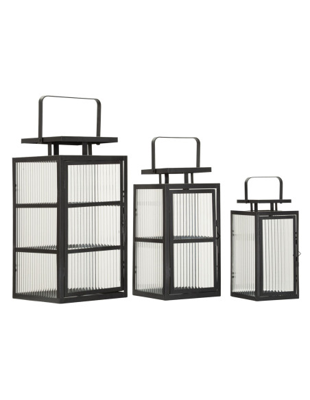 LANTERNE ANDROMEDA TRIS CM 25,5X25X50-X20,5X20X40-15,3X15X29,5 (VETRO TEMPERATO) 