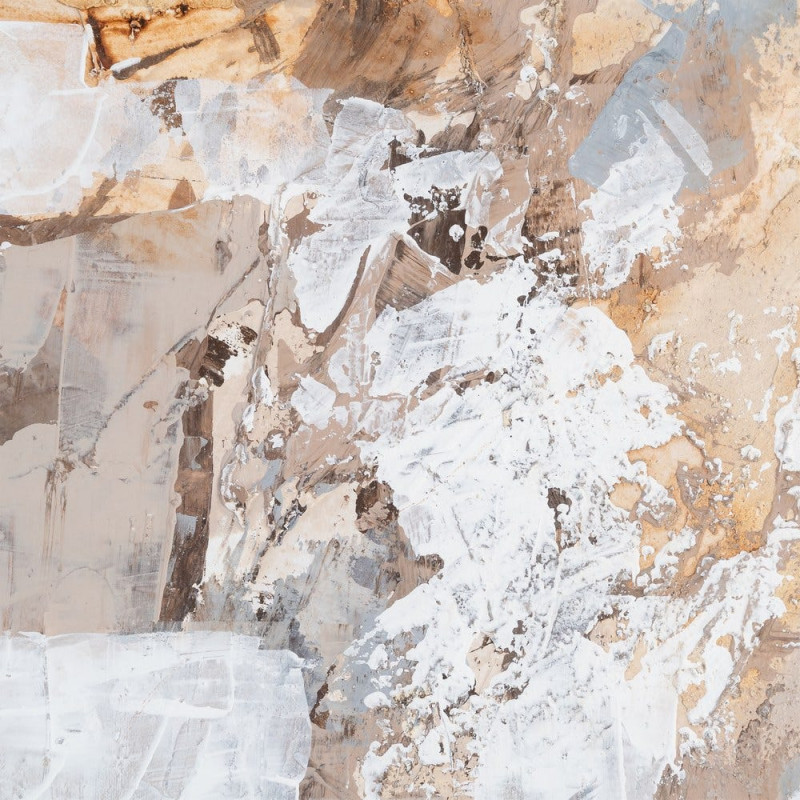 Lot de 2 Grandes Toiles murales peintes sous verre motif abstrait Cadre en bois d'ayous naturel 80x100 Minéra 