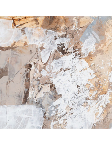 Lot de 2 Grandes Toiles murales peintes sous verre motif abstrait Cadre en bois d'ayous naturel 80x100 Minéra 