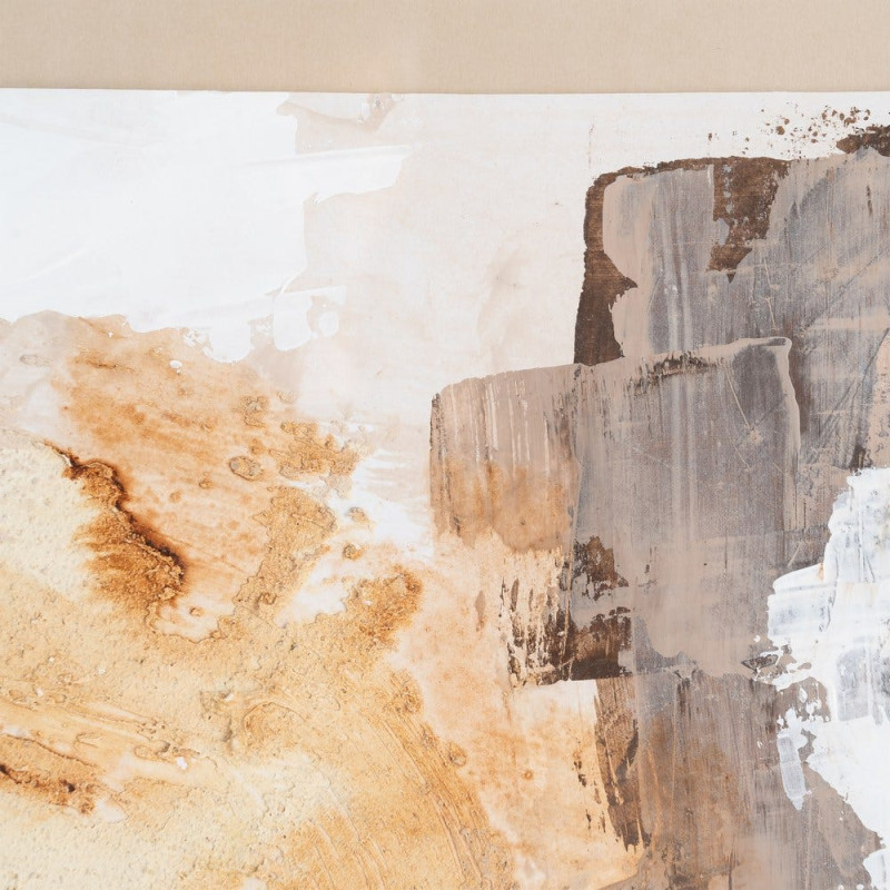 Lot de 2 Grandes Toiles murales peintes sous verre motif abstrait Cadre en bois d'ayous naturel 80x100 Minéra 