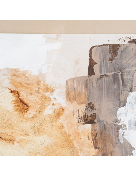 Lot de 2 Grandes Toiles murales peintes sous verre motif abstrait Cadre en bois d'ayous naturel 80x100 Minéra 