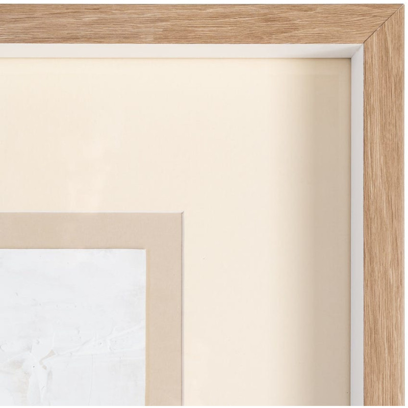 Lot de 2 Grandes Toiles murales peintes sous verre motif abstrait Cadre en bois d'ayous naturel 80x100 Minéra 