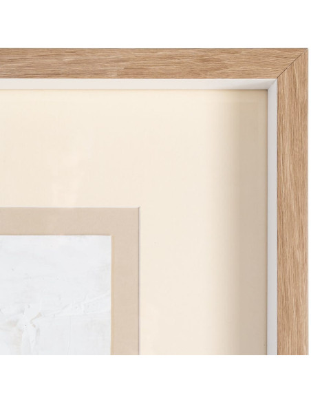 Lot de 2 Grandes Toiles murales peintes sous verre motif abstrait Cadre en bois d'ayous naturel 80x100 Minéra 