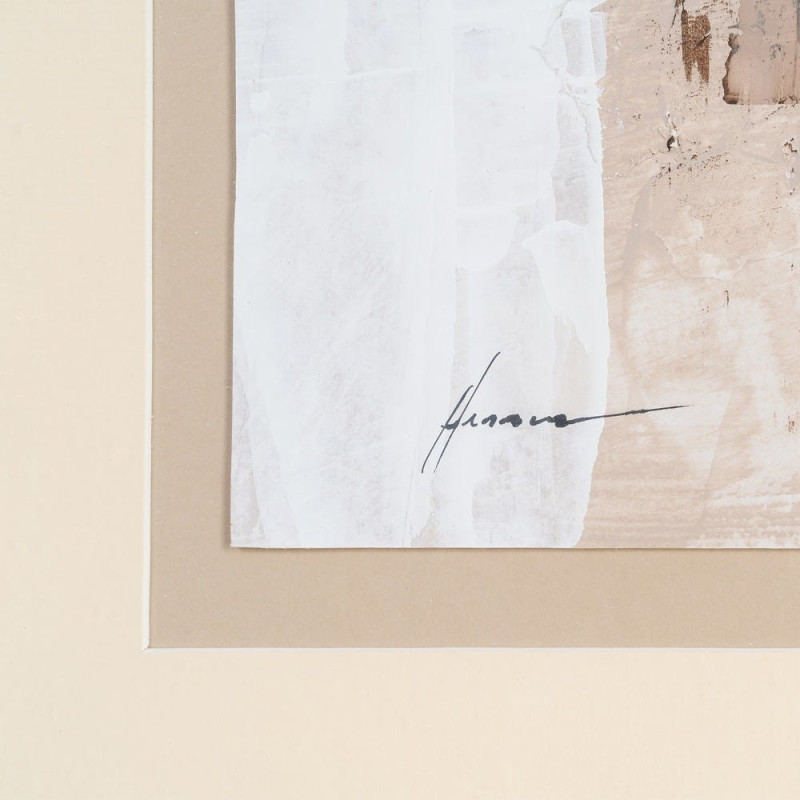 Lot de 2 Grandes Toiles murales peintes sous verre motif abstrait Cadre en bois d'ayous naturel 80x100 Minéra 