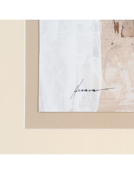 Lot de 2 Grandes Toiles murales peintes sous verre motif abstrait Cadre en bois d'ayous naturel 80x100 Minéra 