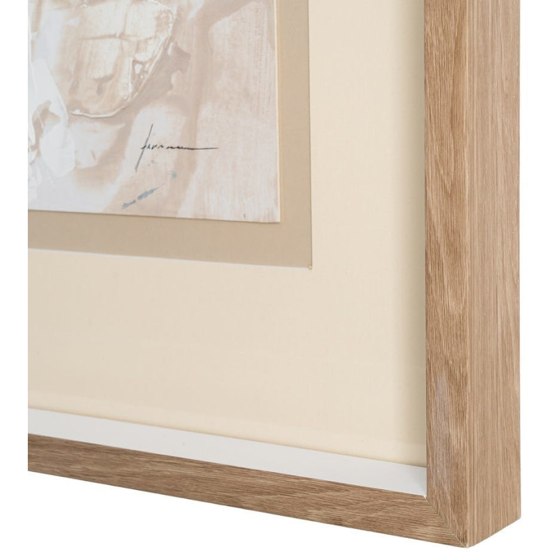 Lot de 2 Grandes Toiles murales peintes sous verre motif abstrait Cadre en bois d'ayous naturel 80x100 Minéra 