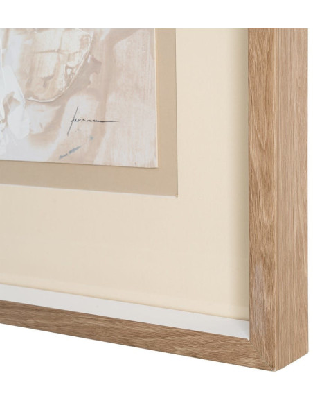 Lot de 2 Grandes Toiles murales peintes sous verre motif abstrait Cadre en bois d'ayous naturel 80x100 Minéra 