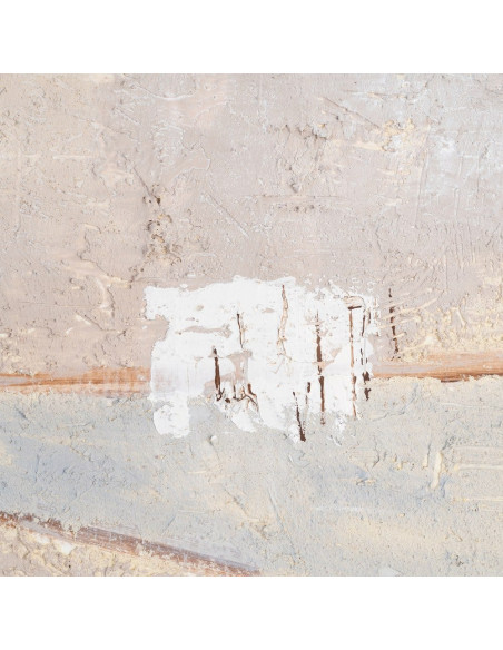 Toile murale peinte sous verre motif abstrait Cadre en bois d'ayous blanc 80x80 Sabléa 