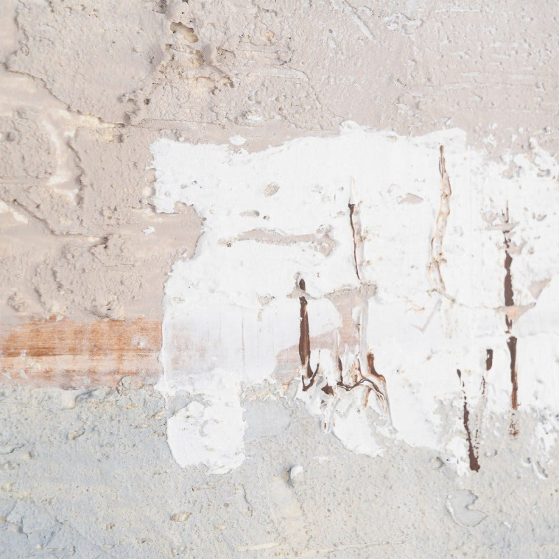 Toile murale peinte sous verre motif abstrait Cadre en bois d'ayous blanc 80x80 Sabléa 