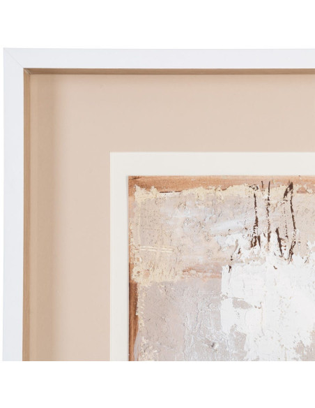 Toile murale peinte sous verre motif abstrait Cadre en bois d'ayous blanc 80x80 Sabléa 