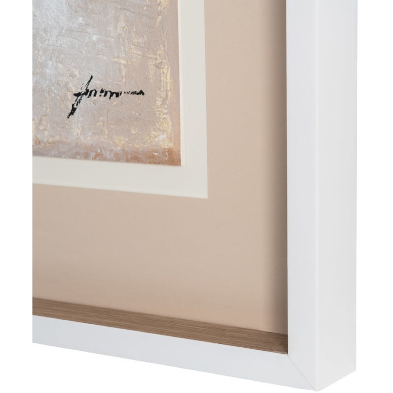 Toile murale peinte sous verre motif abstrait Cadre en bois d'ayous blanc 80x80 Sabléa 