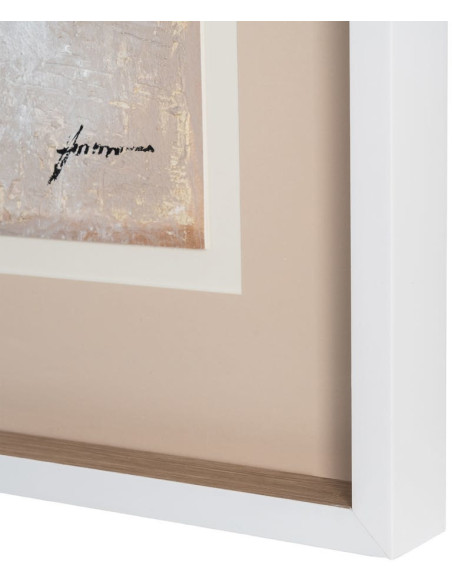 Toile murale peinte sous verre motif abstrait Cadre en bois d'ayous blanc 80x80 Sabléa 