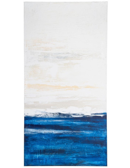 Lot de 2 Grandes Toiles murales peintes design marin 90x180 Bleu Beige Horizéna 