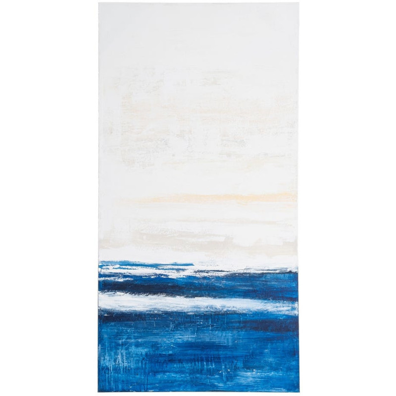 Lot de 2 Grandes Toiles murales peintes design marin 90x180 Bleu Beige Horizéna 