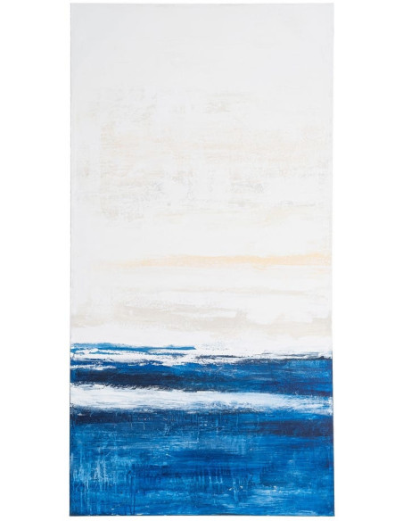 Lot de 2 Grandes Toiles murales peintes design marin 90x180 Bleu Beige Horizéna 