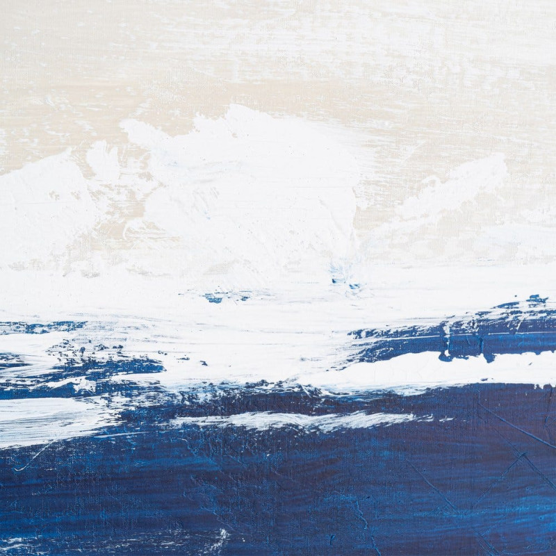 Lot de 2 Grandes Toiles murales peintes design marin 90x180 Bleu Beige Horizéna 