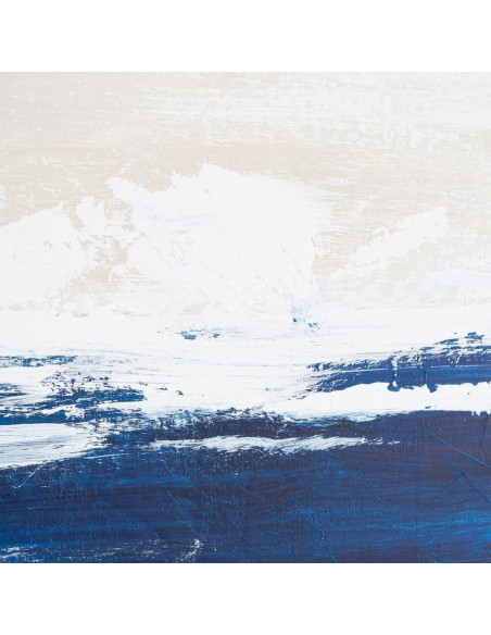 Lot de 2 Grandes Toiles murales peintes design marin 90x180 Bleu Beige Horizéna 