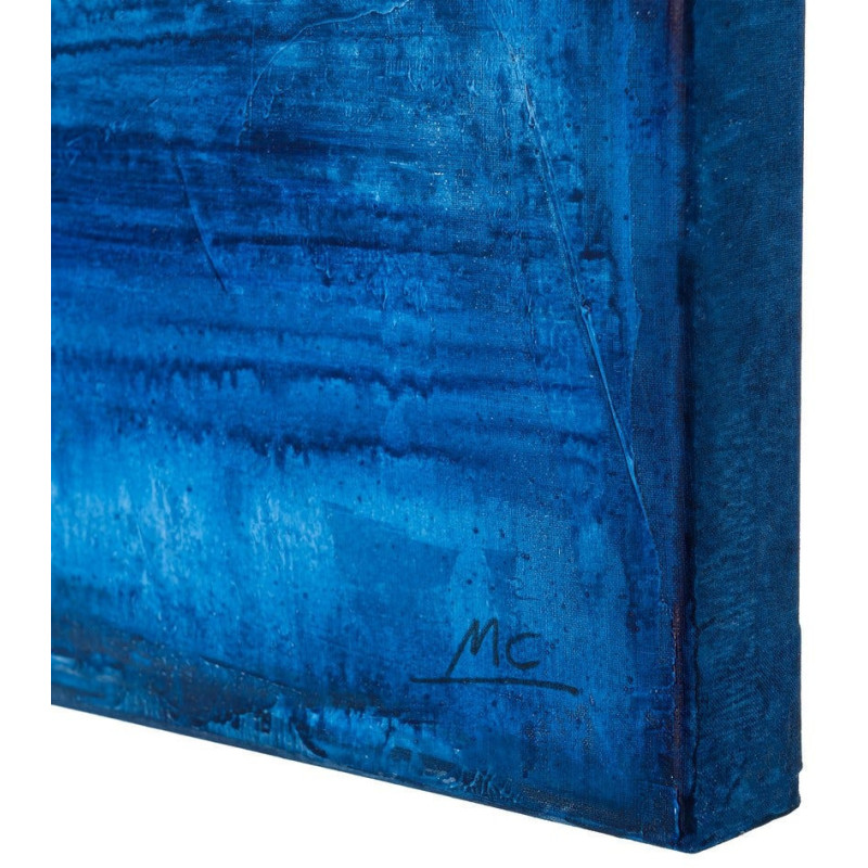 Lot de 2 Grandes Toiles murales peintes design marin 90x180 Bleu Beige Horizéna 