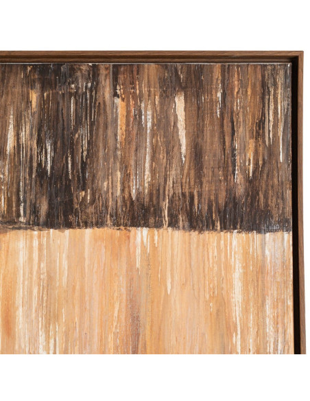 Grande Toile murale peinte design abstrait 132x162 Cadre en bois d'ayous marron foncé Beige Marron Dégradé Stratéa 