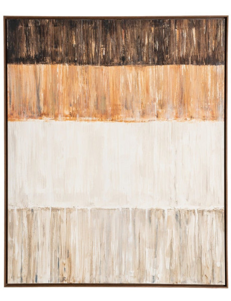 Grande Toile murale peinte design abstrait 132x162 Cadre en bois d'ayous marron foncé Beige Marron Dégradé Stratéa