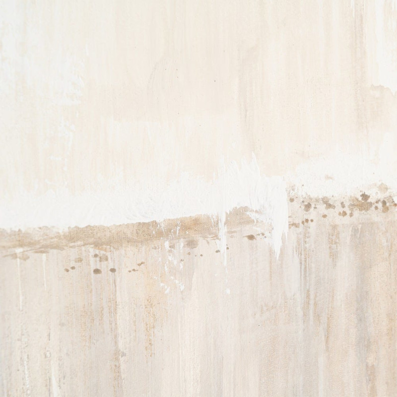 Grande Toile murale peinte design abstrait 132x162 Cadre en bois d'ayous marron foncé Beige Marron Dégradé Stratéa 