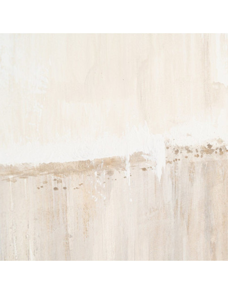 Grande Toile murale peinte design abstrait 132x162 Cadre en bois d'ayous marron foncé Beige Marron Dégradé Stratéa 