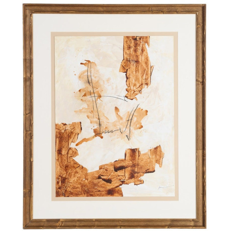 Lot de 2 Grandes Toiles murales peintes sous verre motif abstrait Cadre en bois de pin abouté 80x100 Ocréa 