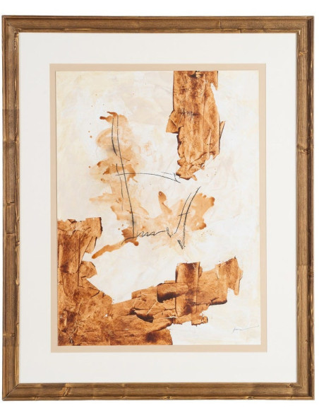 Lot de 2 Grandes Toiles murales peintes sous verre motif abstrait Cadre en bois de pin abouté 80x100 Ocréa 