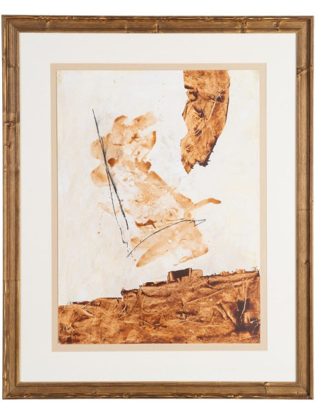 Lot de 2 Grandes Toiles murales peintes sous verre motif abstrait Cadre en bois de pin abouté 80x100 Ocréa 