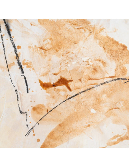 Lot de 2 Grandes Toiles murales peintes sous verre motif abstrait Cadre en bois de pin abouté 80x100 Ocréa 