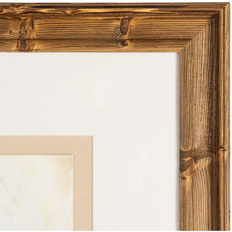 Lot de 2 Grandes Toiles murales peintes sous verre motif abstrait Cadre en bois de pin abouté 80x100 Ocréa 