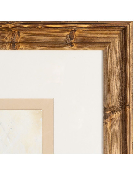 Lot de 2 Grandes Toiles murales peintes sous verre motif abstrait Cadre en bois de pin abouté 80x100 Ocréa 