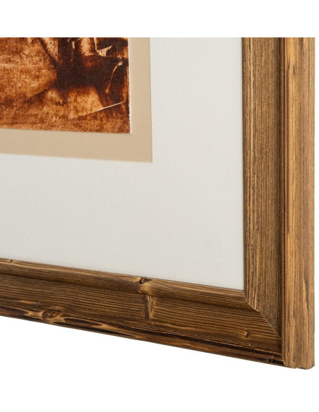 Lot de 2 Grandes Toiles murales peintes sous verre motif abstrait Cadre en bois de pin abouté 80x100 Ocréa 