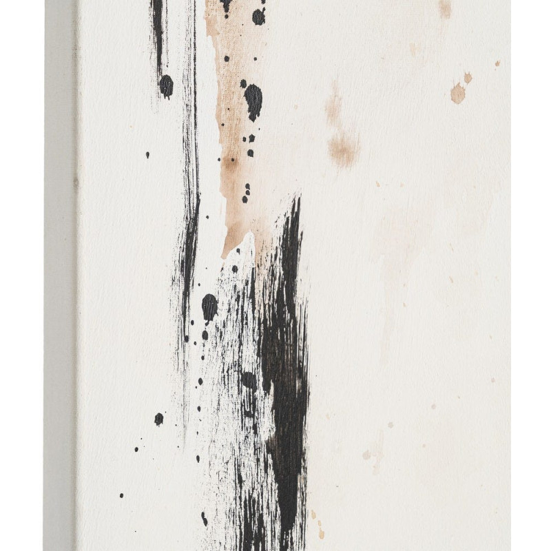 Grande Toile murale peinte design abstrait 80x150 Blanc Noir Beige Noctéa 
