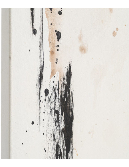Grande Toile murale peinte design abstrait 80x150 Blanc Noir Beige Noctéa 