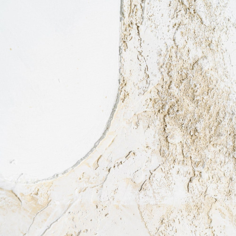 Grande Toile murale peinte design abstrait 112x162 Cadre en bois d'ayous Beige Blanc Marron Silenci 