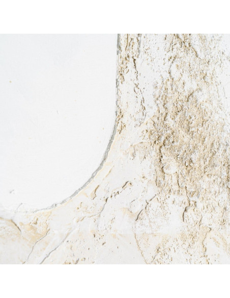 Grande Toile murale peinte design abstrait 112x162 Cadre en bois d'ayous Beige Blanc Marron Silenci 