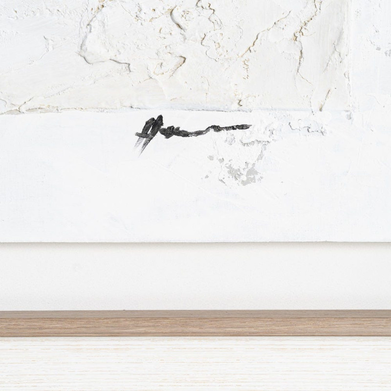 Grande Toile murale peinte design abstrait 112x162 Cadre en bois d'ayous Beige Blanc Marron Silenci 