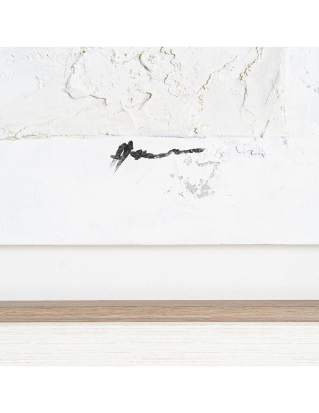 Grande Toile murale peinte design abstrait 112x162 Cadre en bois d'ayous Beige Blanc Marron Silenci 